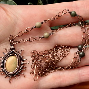 SaraZ // Eclipse Soul - Nap nyaklánc alasani és óceán acháttal - ékszer - nyaklánc - medálos nyaklánc - Meska.hu