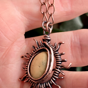 SaraZ // Eclipse Soul - Nap nyaklánc alasani és óceán acháttal - ékszer - nyaklánc - medálos nyaklánc - Meska.hu