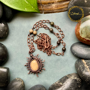 SaraZ // Eclipse Soul - Nap nyaklánc alasani és óceán acháttal, Ékszer, Nyaklánc, Medálos nyaklánc, Ékszerkészítés, MESKA