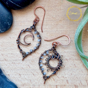 SaraZ // Eclipse Soul fülbevaló labradorittal, Ékszer, Fülbevaló, Lógó fülbevaló, Ékszerkészítés, MESKA