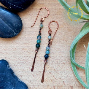 SaraZ // Forest Drop fülbevaló indiai acháttal, Ékszer, Fülbevaló, Lógó fülbevaló, Ékszerkészítés, MESKA