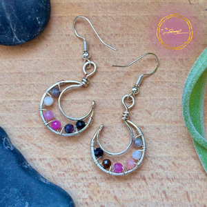 SaraZ // Lunar Circle fülbevaló turmalinnal, Ékszer, Fülbevaló, Lógó fülbevaló, Ékszerkészítés, MESKA