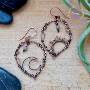 SaraZ // Eclipse Soul fülbevaló indiai acháttal - ékszer - fülbevaló - lógó fülbevaló - Meska.hu