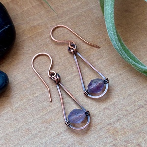 SaraZ // Rain Drop fülbevaló fluorittal - ékszer - fülbevaló - lógó fülbevaló - Meska.hu