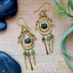 SaraZ // Forest Drop fülbevaló indiai acháttal és déli jádéval - Meska.hu