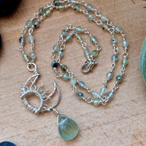 SaraZ // Eclipse Soul nyaklánc prehnittel és fluorittal - ékszer - nyaklánc - medálos nyaklánc - Meska.hu