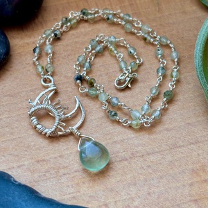 SaraZ // Eclipse Soul nyaklánc prehnittel és fluorittal - ékszer - nyaklánc - medálos nyaklánc - Meska.hu