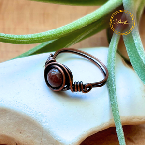 SaraZ // Inner Ember gyűrű indiai acháttal, Ékszer, Gyűrű, Gyöngyös gyűrű, Ékszerkészítés, MESKA