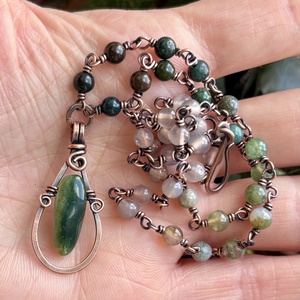 SaraZ // Nomad Lines nyaklánc moha acháttal - ékszer - nyaklánc - medálos nyaklánc - Meska.hu