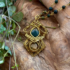 SaraZ // Elder Magic nyaklánc indiai acháttal - ékszer - nyaklánc - medálos nyaklánc - Meska.hu