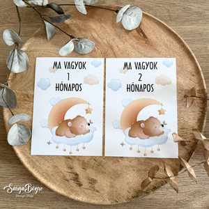 Macis kisfiús hónapkártya és mérföldkő kártya 21db - baba - mama - babafotózás - baba mérföldkő kártyák - Meska.hu