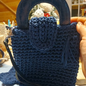 Sötétkék egyedi, horgolt kistáska, Táska & Tok, Kézitáska & válltáska, Alkalmi táska, Horgolás, MESKA