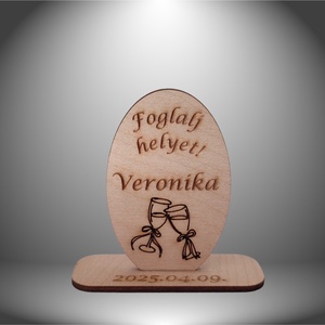 Esküvői Ültető Kártya (Ovális Dátummal), Esküvő, Meghívó & Kártya, Ültetési rend, Gravírozás, pirográfia, MESKA