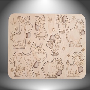 Állatos Behelyettesítő, Játék & Sport, Puzzle, Forma puzzle, Gravírozás, pirográfia, MESKA
