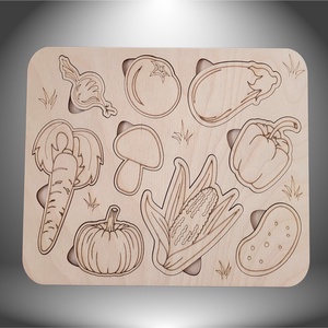 Zöldséges Behelyettesítő, Játék & Sport, Puzzle, Forma puzzle, Gravírozás, pirográfia, MESKA