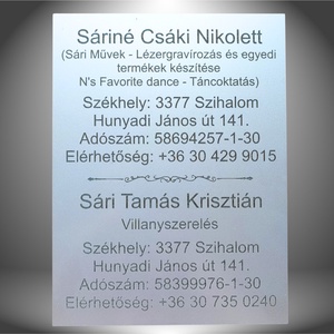 Cégtábla, Otthon & Életmód, Ház & Kert, Névtábla, Gravírozás, pirográfia, MESKA