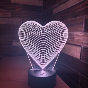 Szív alakú LED lámpa, Otthon & Életmód, Lámpa, Hangulatlámpa, Gravírozás, pirográfia, MESKA