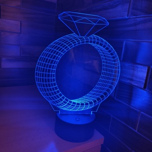 3D gyűrű LED lámpa, Otthon & Életmód, Lámpa, Hangulatlámpa, Gravírozás, pirográfia, MESKA