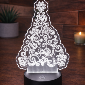 Karácsonyfa LED Lámpa, Karácsony, Karácsonyi lakásdekoráció, Karácsonyi fénydekoráció, Gravírozás, pirográfia, MESKA