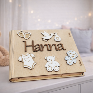 Gyerek eml�kkönyv, Baba - mama, Babaemlékek, Baba fotóalbum, Gravírozás, pirográfia, MESKA