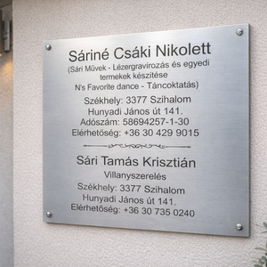 Cégtábla, Otthon & Életmód, Ház & Kert, Névtábla, Gravírozás, pirográfia, MESKA