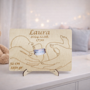 Baba Karszalag Tartó, Baba - mama, Babaemlékek, Babanapló, Famegmunkálás, Gravírozás, pirográfia, MESKA