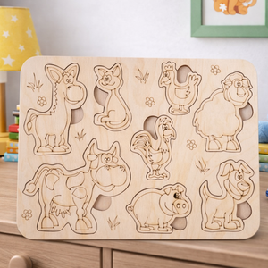 Állatos Behelyettesítő, Játék & Sport, Puzzle, Forma puzzle, Gravírozás, pirográfia, MESKA