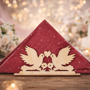 Szerelmes Esküvői Szalvétatartó, Otthon & Életmód, Konyhafelszerelés, tálalás, Tálalás, Szalvétatartó, szalvétagyűrű, Famegmunkálás, MESKA