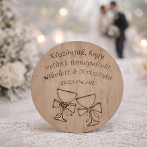 Esküvői Poháralátét, Köszönőajándék (Dátum,Név) - esküvő - emlék & ajándék - köszönőajándék - Meska.hu