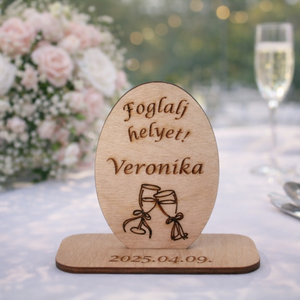 Esküvői Ültető Kártya (Ovális Dátummal), Esküvő, Meghívó & Kártya, Ültetési rend, Gravírozás, pirográfia, MESKA