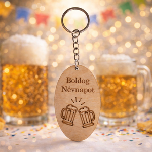Boldog Névnapot Kulcstartó (Férfi), Táska & Tok, Kulcstartó & Táskadísz, Kulcstartó, Gravírozás, pirográfia, MESKA