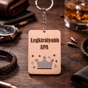 Apák Napja Kulcstartó (Legkirályabb apa), Táska & Tok, Kulcstartó & Táskadísz, Kulcstartó, Famegmunkálás, MESKA