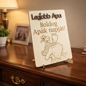 Apák Napi Tábla (Legjobb Apa fehér) - otthon & életmód - dekoráció - asztal és polc dekoráció - gravírozott táblák - Meska.hu