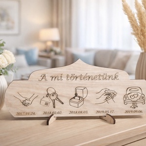 Mi Történetünk Tábla, Otthon & Életmód, Dekoráció, Dísztárgy, Famegmunkálás, Gravírozás, pirográfia, MESKA