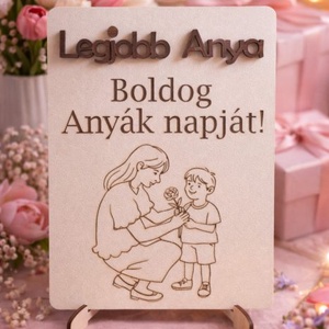 Anyák Napi Tábla (Legjobb Anya fehér) - otthon & életmód - dekoráció - asztal és polc dekoráció - gravírozott táblák - Meska.hu
