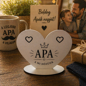 Apák Napja Szív Tábla - otthon & életmód - dekoráció - asztal és polc dekoráció - gravírozott táblák - Meska.hu