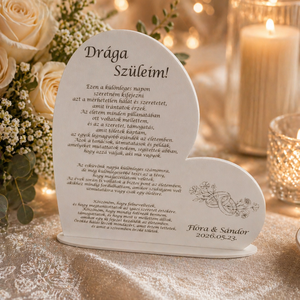 Szív Tábla Egyedi Szöveggel, Esküvő, Emlék & Ajándék, Szülőköszöntő ajándék, , MESKA