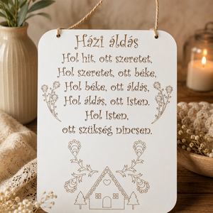 Házi Áldás Tábla, Otthon & Életmód, Dekoráció, Asztal és polc dekoráció, Gravírozott táblák, Gravírozás, pirográfia, MESKA