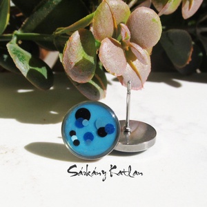 Bedugós kis kék, pöttyös fülbevaló , Ékszer, Fülbevaló, Pötty fülbevaló, Ékszerkészítés, MESKA