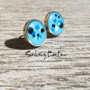 Bedugós kis kék, pöttyös fülbevaló  - ékszer - fülbevaló - pötty fülbevaló - Meska.hu