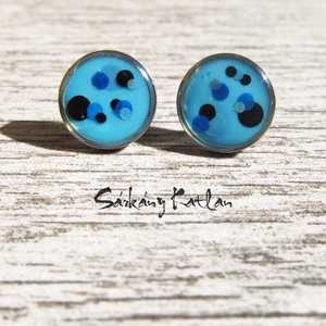 Bedugós kis kék, pöttyös fülbevaló  - ékszer - fülbevaló - pötty fülbevaló - Meska.hu