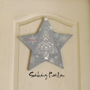 Csillag alakú karácsonyi, téli kopogtató, dísz - karácsony - karácsonyi lakásdekoráció - karácsonyi lakásdíszek - Meska.hu