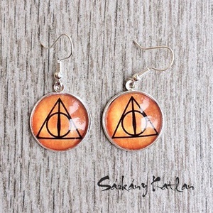Harry Potter, a Halál ereklyéi fülbevaló - ékszer - fülbevaló - lógós kerek fülbevaló - Meska.hu