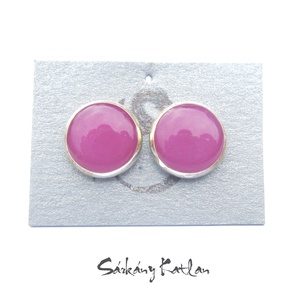 Pink bedugós fülbevaló. - ékszer - fülbevaló - pötty fülbevaló - Meska.hu