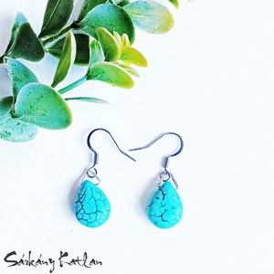 Türkiz csepp fülbevaló - ékszer - fülbevaló - lógó fülbevaló - Meska.hu