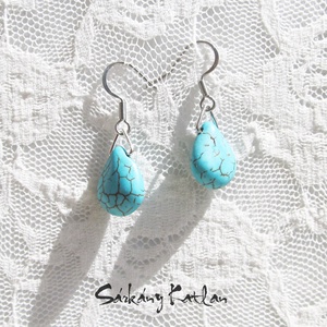 Türkiz csepp fülbevaló - ékszer - fülbevaló - lógó fülbevaló - Meska.hu