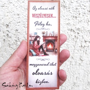 Olvasó nő karton könyvjelző - könyv & zene - könyvjelző - Meska.hu