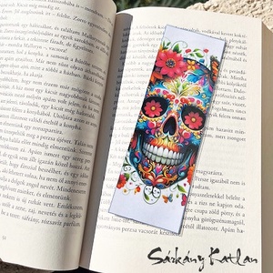 Koponya virágokkal karton könyvjelző - könyv & zene - könyvjelző - Meska.hu