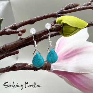 Türkiz csepp fülbevaló - ékszer - fülbevaló - lógó fülbevaló - Meska.hu