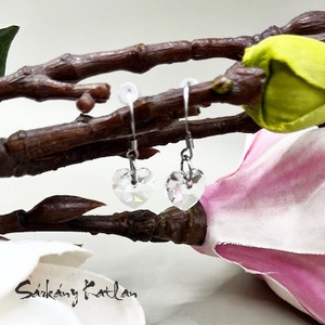 Swarovski kristály szív fülbevaló - ékszer - fülbevaló - lógó fülbevaló - Meska.hu